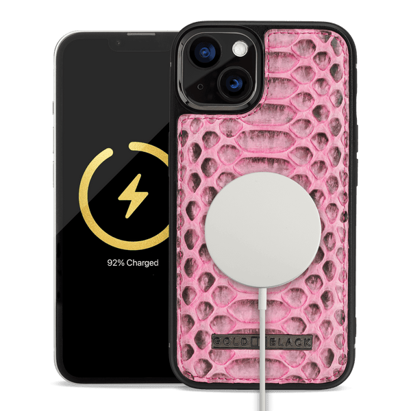iPhone 13 MagSafe Leder Case Python pink - GOLDBLACKpremium