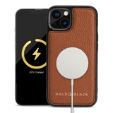 iPhone 13 MagSafe Leder Case Nappa braun - GOLDBLACKpremium