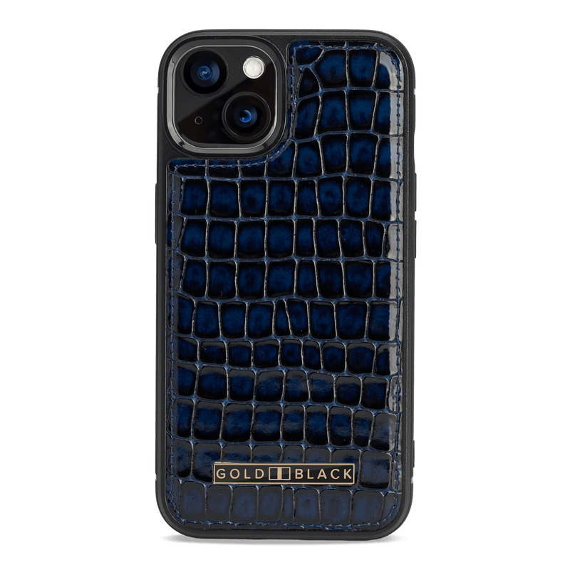 iPhone 13 MagSafe Leder Case Milano Design blau - GOLDBLACKpremium