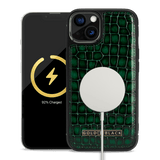 iPhone 13 MagSafe Leder Case Milano-Design grün - GOLDBLACKpremium