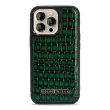 iPhone 13 Pro MagSafe Leder Case Milano-Design grün - GOLDBLACKpremium