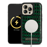 iPhone 13 Pro MagSafe Leder Case Milano-Design grün - GOLDBLACKpremium