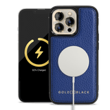 iPhone 13 Pro MagSafe Leder Case Nappa blau - GOLDBLACKpremium
