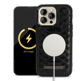 iPhone 13 Pro MagSafe Leder Case Python schwarz - GOLDBLACKpremium