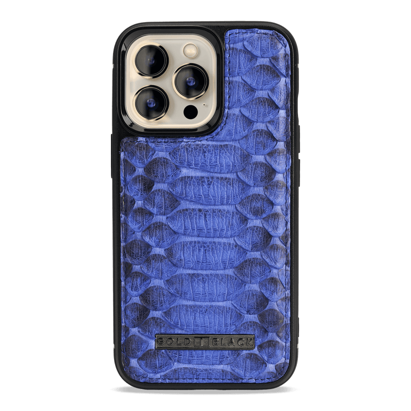 iPhone 13 Pro MagSafe Leder Case Python blau - GOLDBLACKpremium