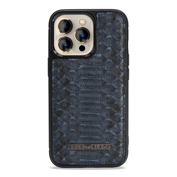 iPhone 13 Pro MagSafe Leder Case Python navy blau - GOLDBLACKpremium