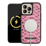iPhone 13 Pro MagSafe Leder Case Python pink - GOLDBLACKpremium
