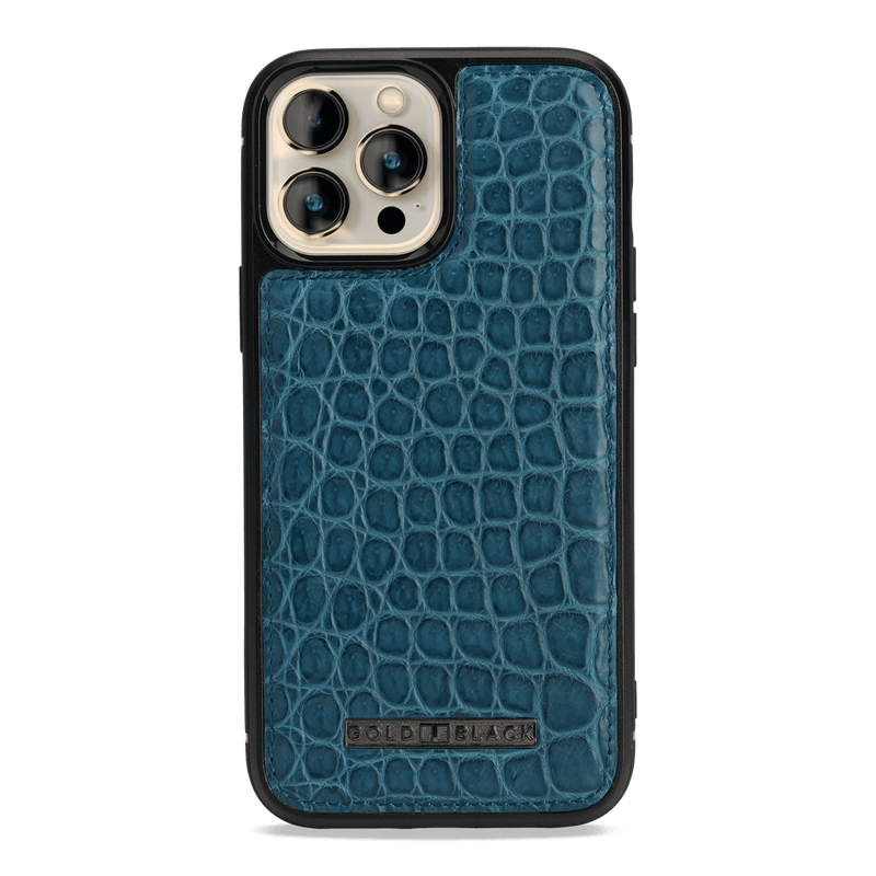 iPhone 13 Pro Max MagSafe Krokodilleder Case petrol blau - GOLDBLACKpremium