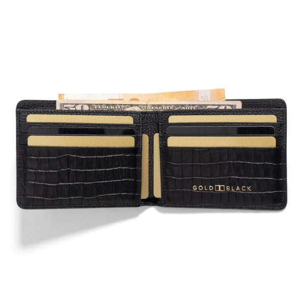 Geldbörse CrocPrestige aus echtem Leder in schwarz - GOLDBLACKpremium