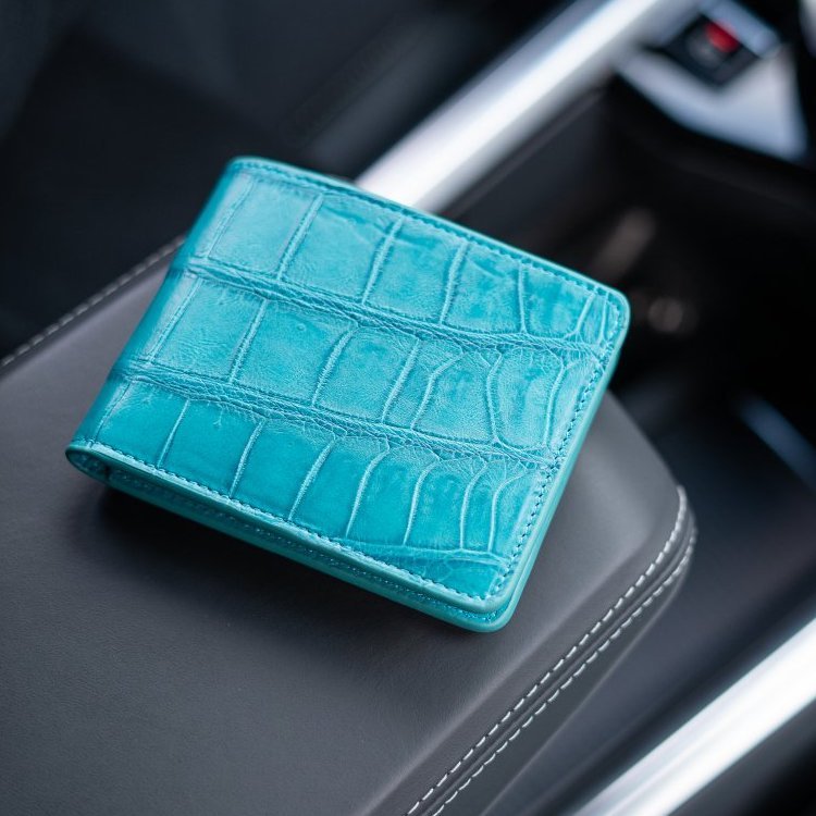 Geldbörse GM Krokodilleder Turquoise Blau Limited Edition - GOLDBLACKpremium