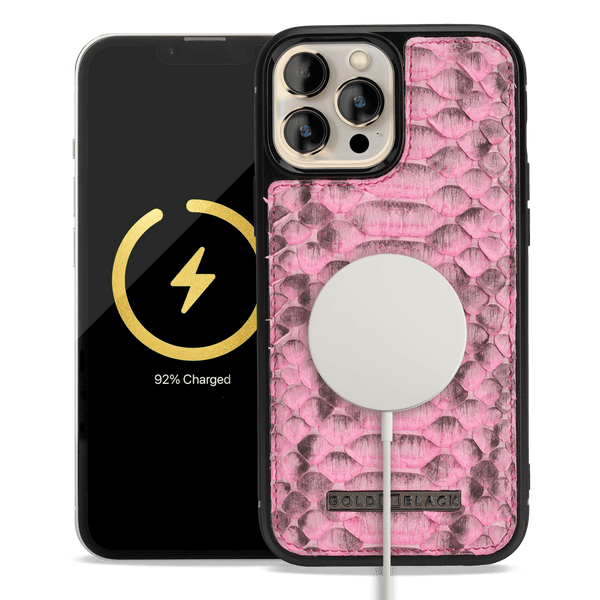 iPhone 13 Pro Max MagSafe Leder Case Python Pink - GOLDBLACKpremium
