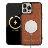 iPhone 13 Pro Max MagSafe Leder Case Nappa braun - GOLDBLACKpremium
