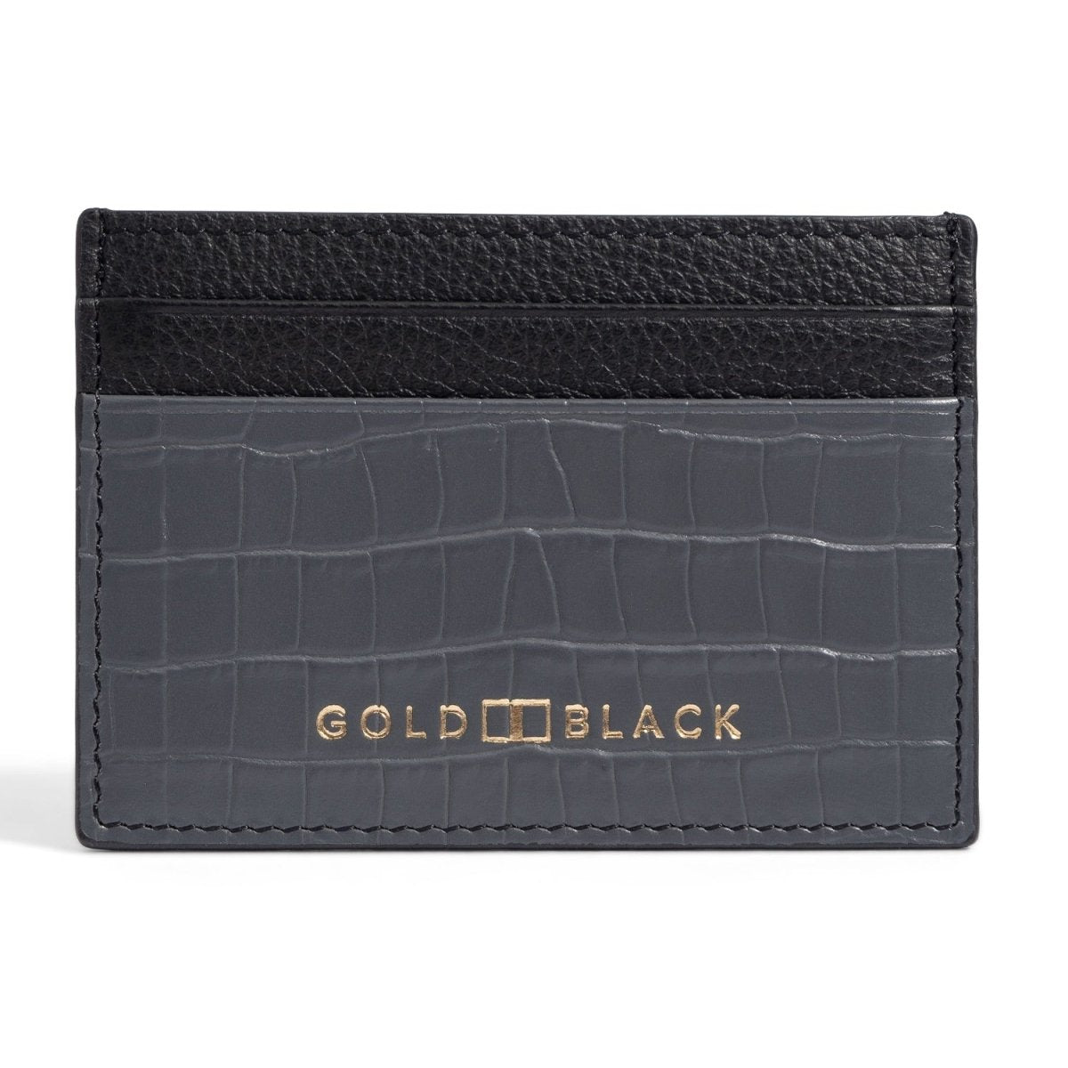 Kartenetui CrocPrestige aus echtem Leder in grau - GOLDBLACKpremium