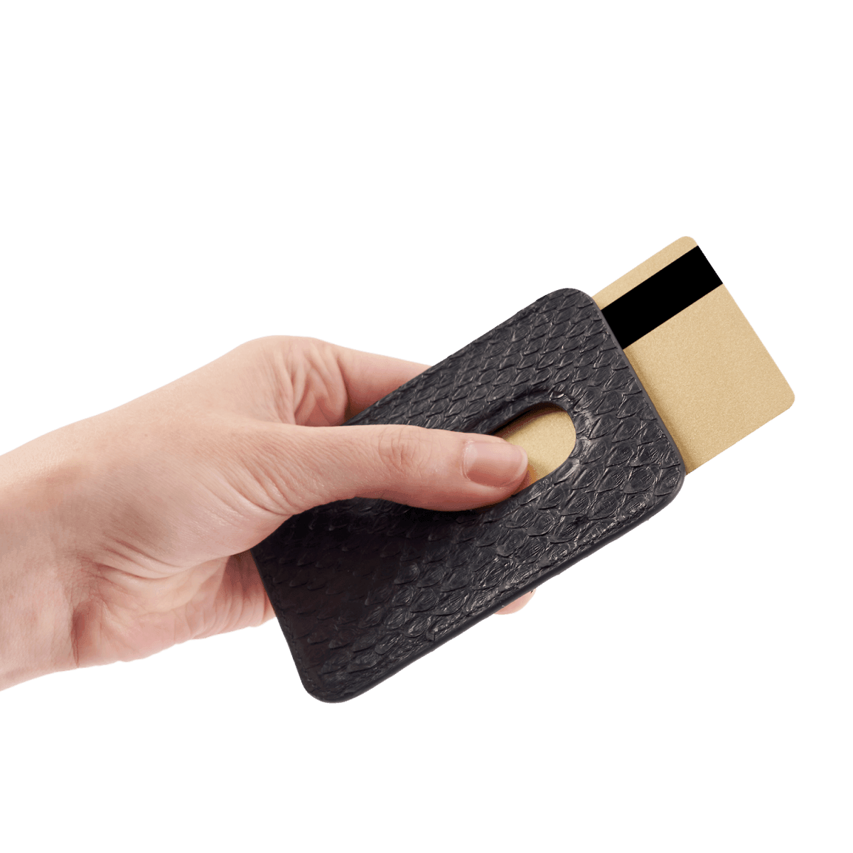 iPhone MagSafe Wallet Pythonleder Schwarz - GOLDBLACKpremium