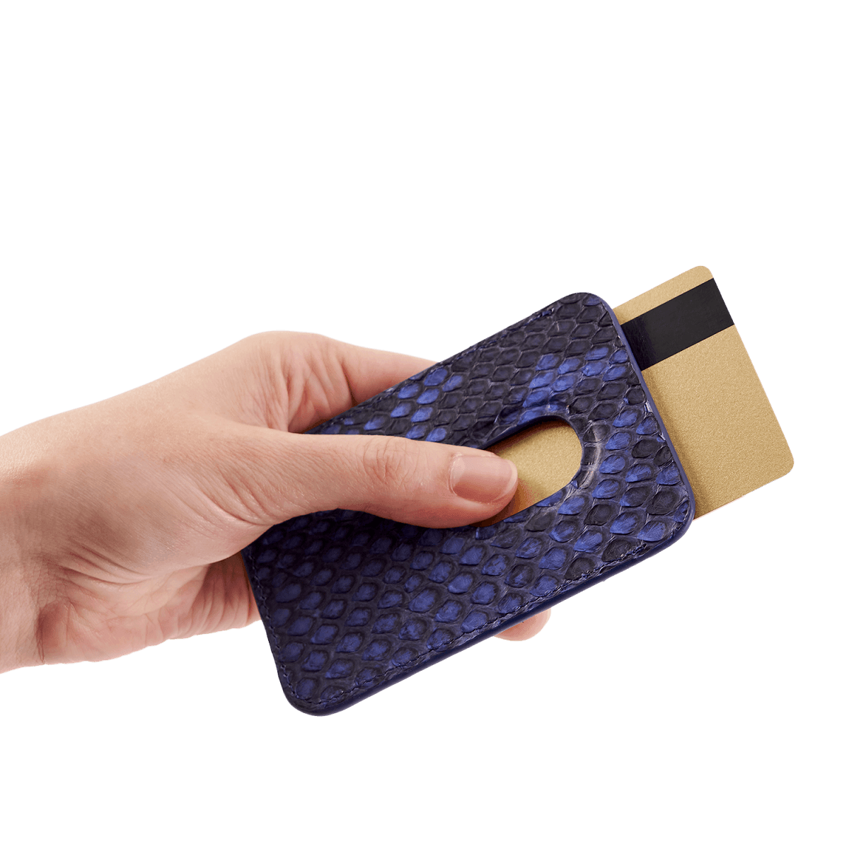 iPhone MagSafe Wallet Pythonleder Blau - GOLDBLACKpremium