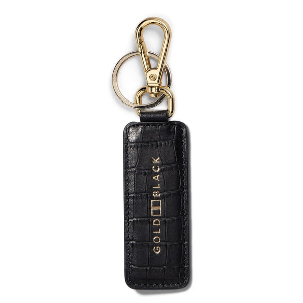 Schlüsselanhänger CrocPrestige aus echtem Leder in schwarz - GOLDBLACKpremium