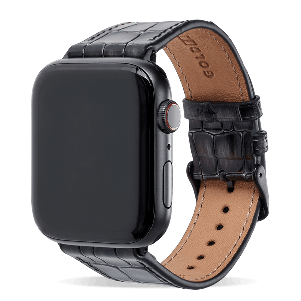 Apple Watch Leder Armband Milano grau (Adapter schwarz) - GOLDBLACKpremium
