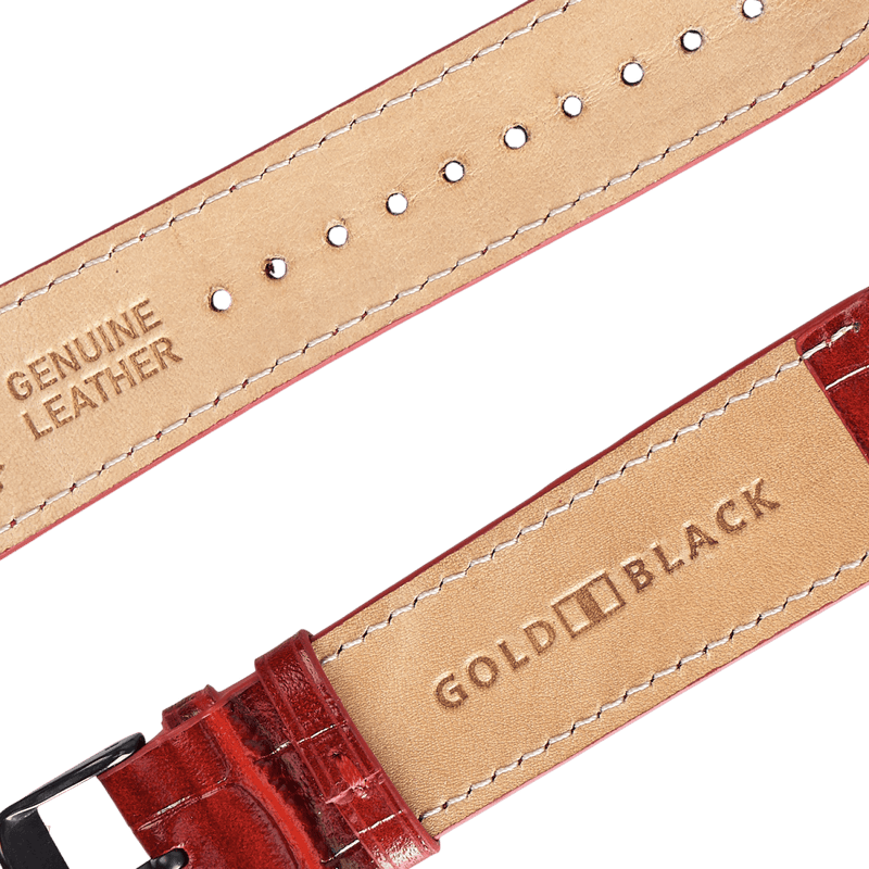schwarz) – GOLDBLACKpremium Watch Armband (Adapter KROKO-PRÄGUNG Apple rot
