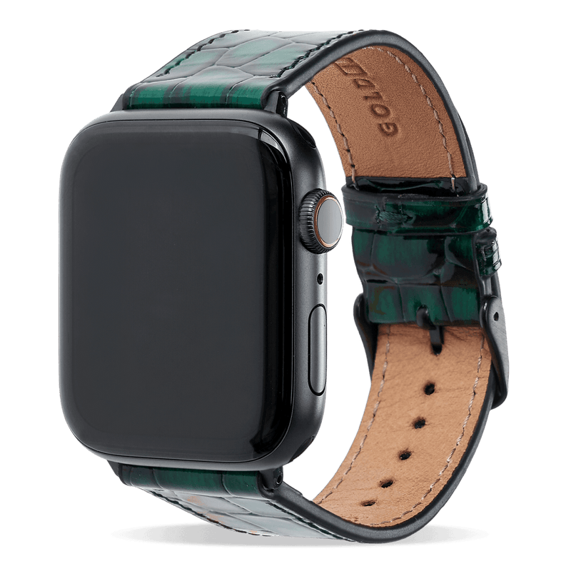 Apple Watch Leder Armband Milano grün (Adapter schwarz) - GOLDBLACKpremium