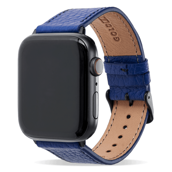 Apple Watch Leder Armband Nappa blau (Adapter schwarz) - GOLDBLACKpremium