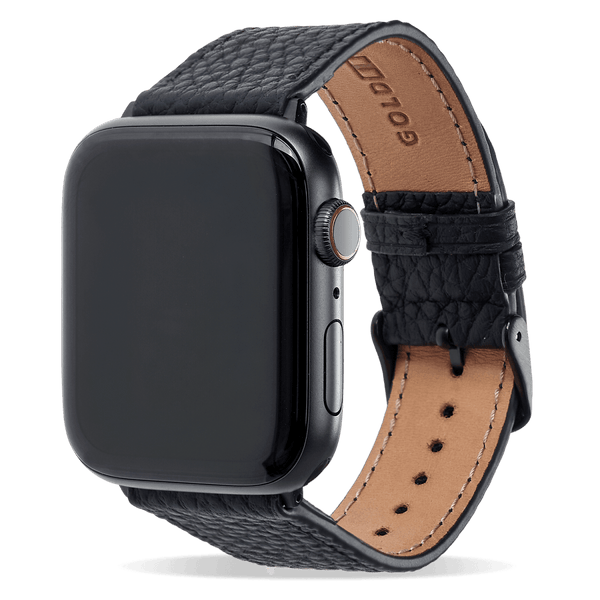 Apple Watch Leder Armband Nappa schwarz (Adapter schwarz) - GOLDBLACKpremium