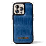 iPhone 13 Pro MagSafe Krokodilleder Case Blau Limited Edition - GOLDBLACKpremium