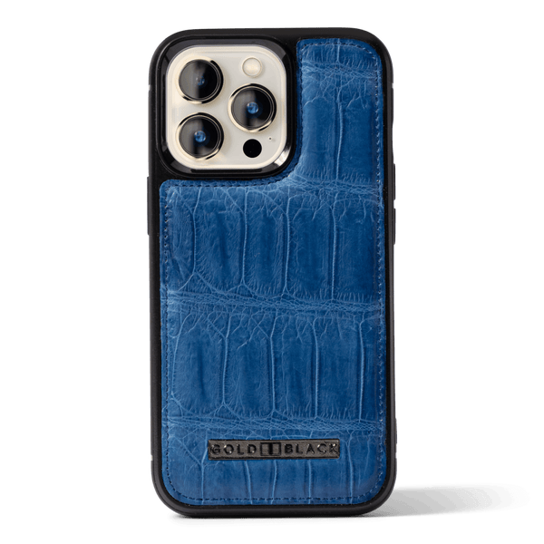 iPhone 13 Pro MagSafe Krokodilleder Case Blau Limited Edition - GOLDBLACKpremium