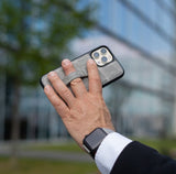 iPhone 13 Pro Case mit Fingerschlaufe Krokodilleder Grau Limited Edition - GOLDBLACKpremium