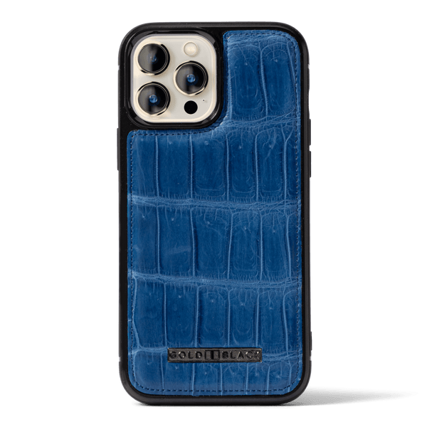 iPhone 13 Pro Max MagSafe Krokodilleder Case Blau Limited Edition - GOLDBLACKpremium