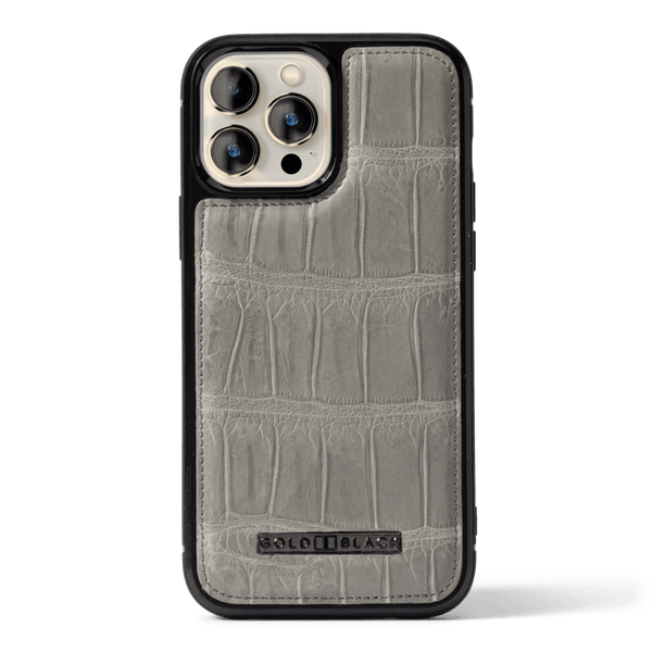 iPhone 13 Pro Max MagSafe Krokodilleder Case Grau Limited Edition - GOLDBLACKpremium