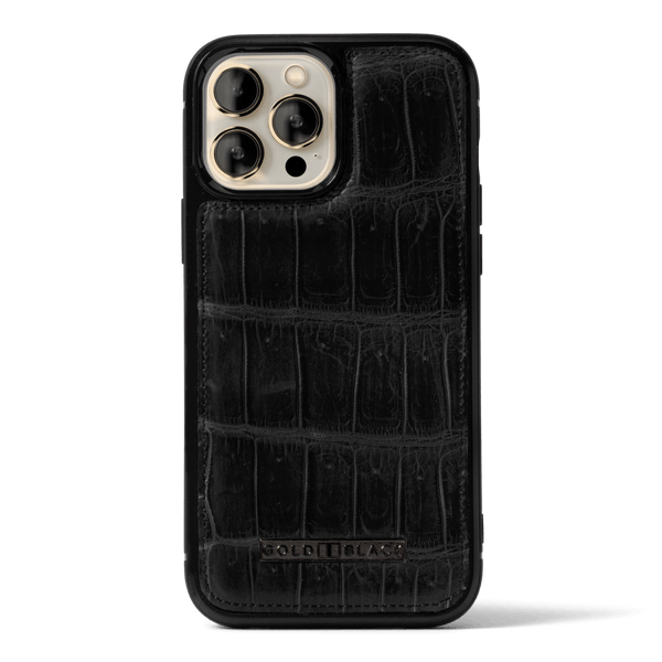 iPhone 13 Pro Max MagSafe Krokodilleder Case Schwarz Limited Edition - GOLDBLACKpremium