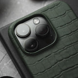 iPhone 14 Pro Slim Lederhülle Kroko-Prägung grün - GOLDBLACKpremium
