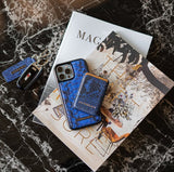 iPhone MagSafe Wallet Pythonleder Blau - GOLDBLACKpremium