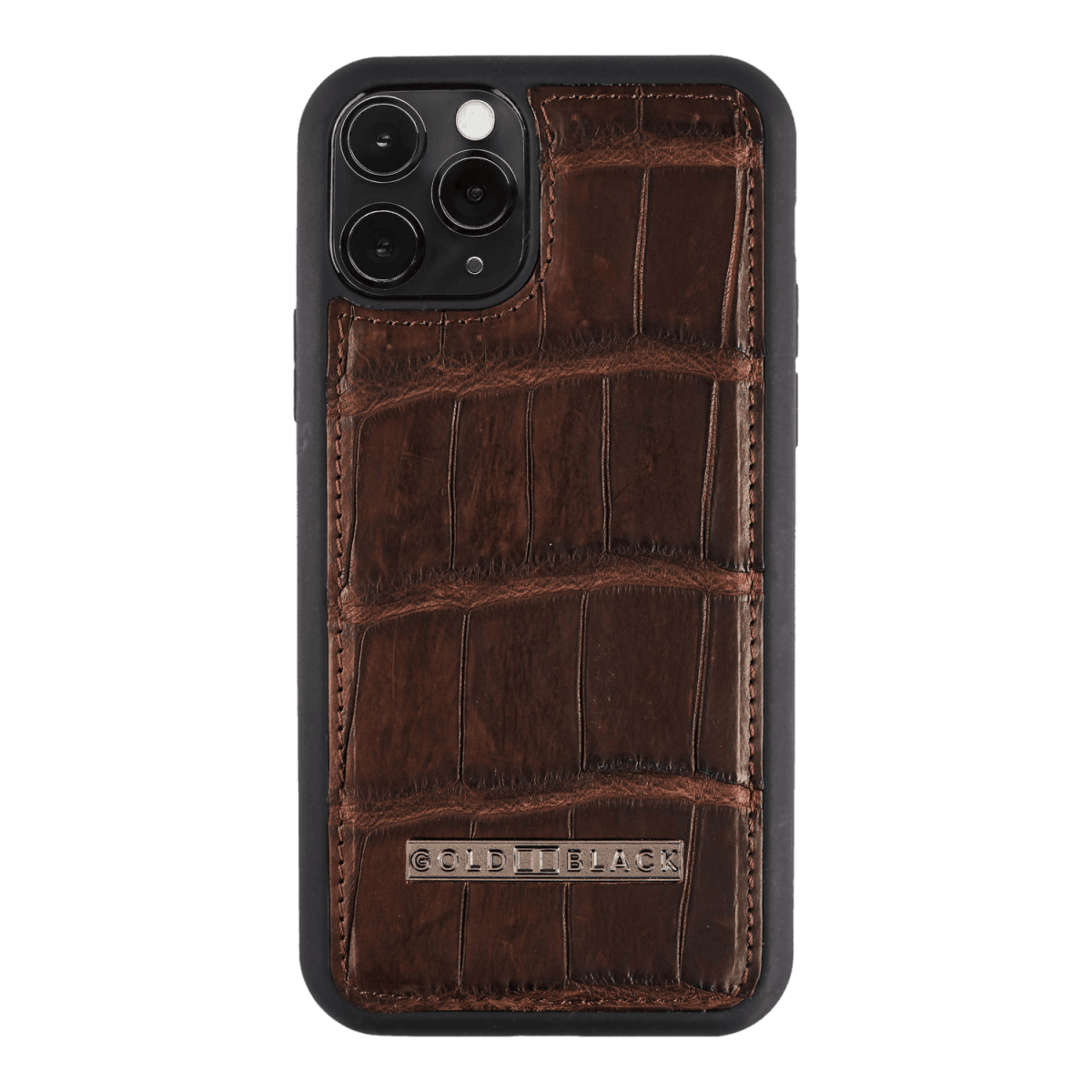 iPhone 11 Pro Max Lederhülle Krokodilleder Braun - GOLDBLACKpremium