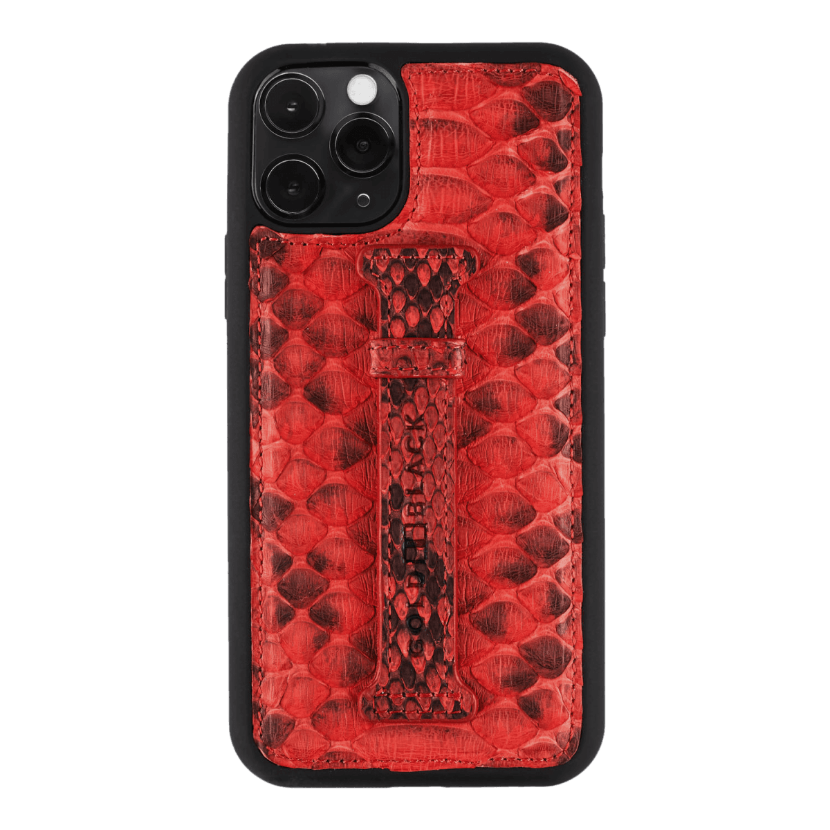 iPhone 11 Pro Max Lederhülle mit Fingerschlaufe Python Dunkelrot - GOLDBLACKpremium