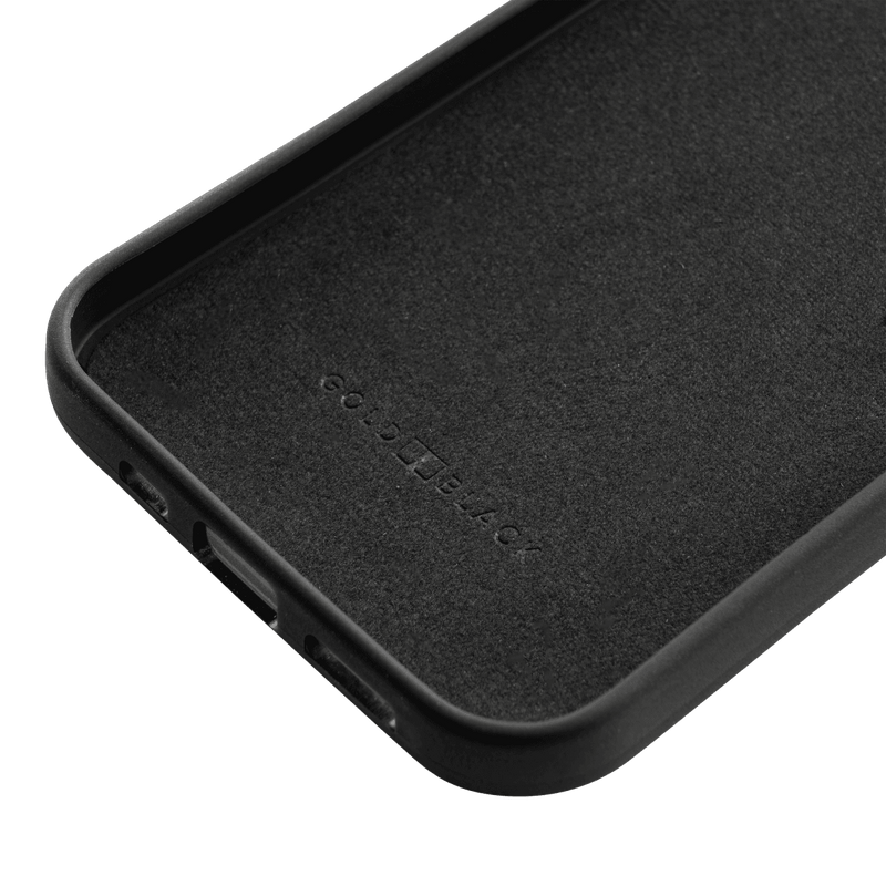 iPhone 12 / 12 Pro Lederhülle mit Fingerschlaufe Croco schwarz - GOLDBLACKpremium