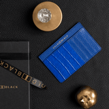 Royal Kartenetui Leder mit Nappa-Kroko Prägung Blau -GoldblackPremium 