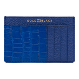 Royal Kartenetui Leder mit Nappa-Kroko Prägung Blau -GoldblackPremium 
