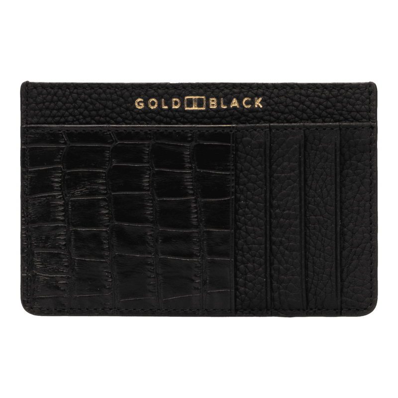 Royal Kartenetui Leder Nappa-Kroko  Schwarz - GOLDBLACKpremium