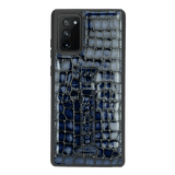 Samsung Note 20 Lederhülle mit Fingerschlaufe Milano Blau - GOLDBLACKpremium